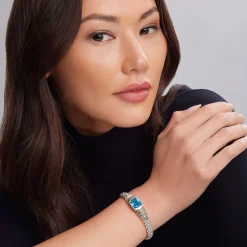 Swiss Blue Topaz Caviar Bracelet | 9mm