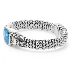 Swiss Blue Topaz Caviar Bracelet | 9mm