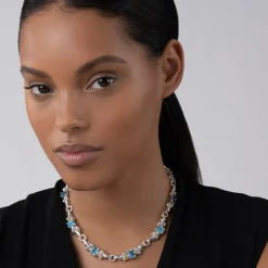 Swiss Blue Topaz Caviar Necklace