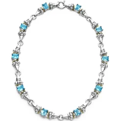 Swiss Blue Topaz Caviar Necklace
