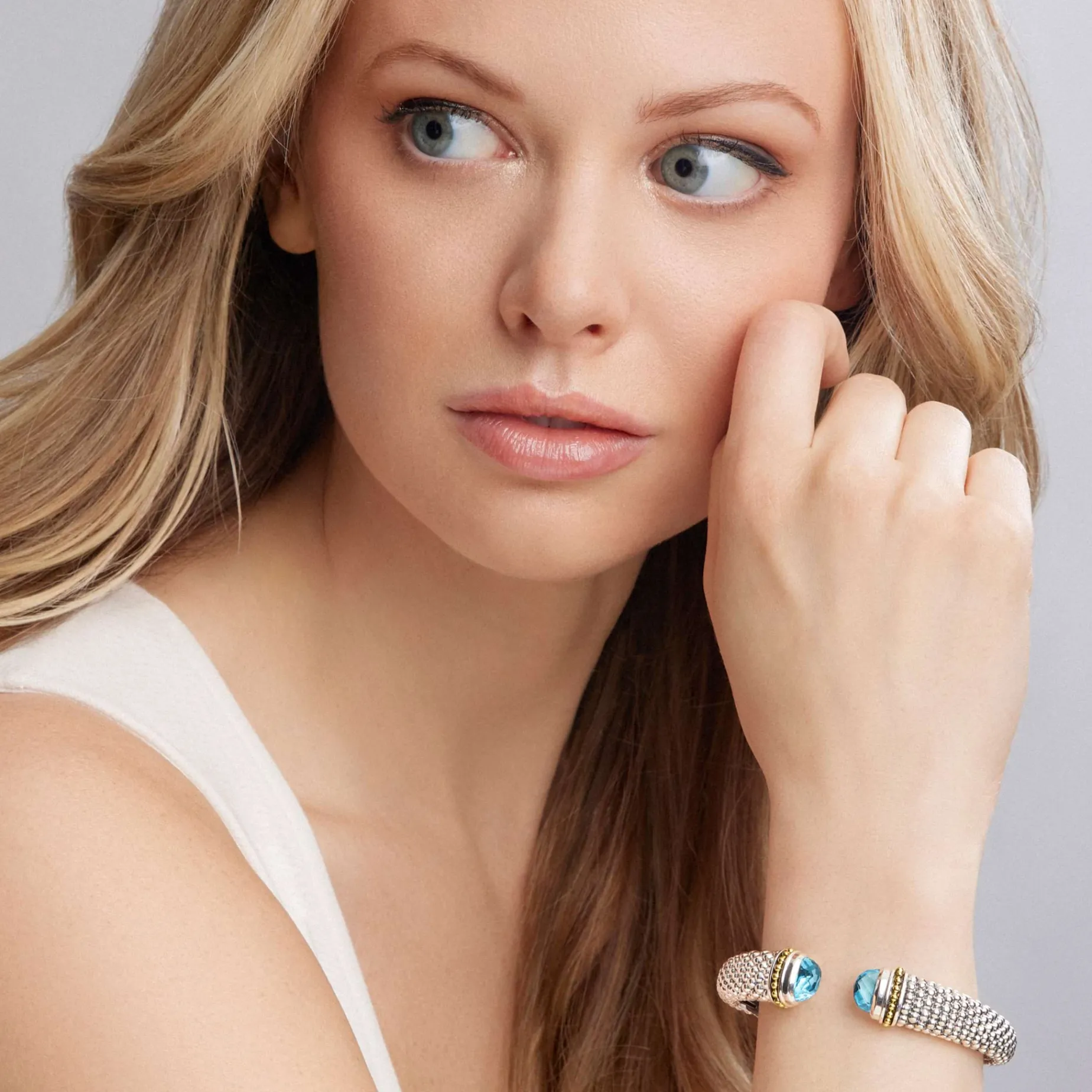 Swiss Blue Topaz Cuff Bracelet | 12mm