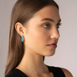 Swiss Blue Topaz Hoop Earrings
