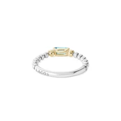 Swiss Blue Topaz Stacking Ring with Diamonds