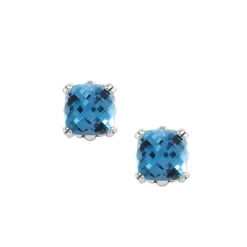 Swiss Blue Topaz Stud Earrings
