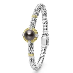 Tahitian Black Pearl Diamond Caviar Bracelet | 6mm