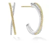 Thin Two-Tone Caviar X Diamond Hoop