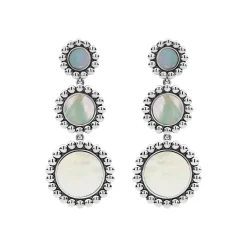 Three Mother of Pearl Circle Drop Earrings