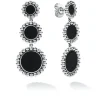 Three Onyx Circle Drop Earrings