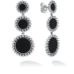 Three Onyx Circle Drop Earrings
