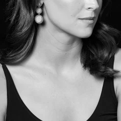 Three Onyx Circle Drop Earrings