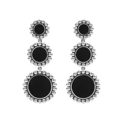 Three Onyx Circle Drop Earrings