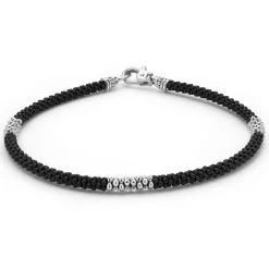 Three Silver Station Matte Ceramic Bracelet | 3mm