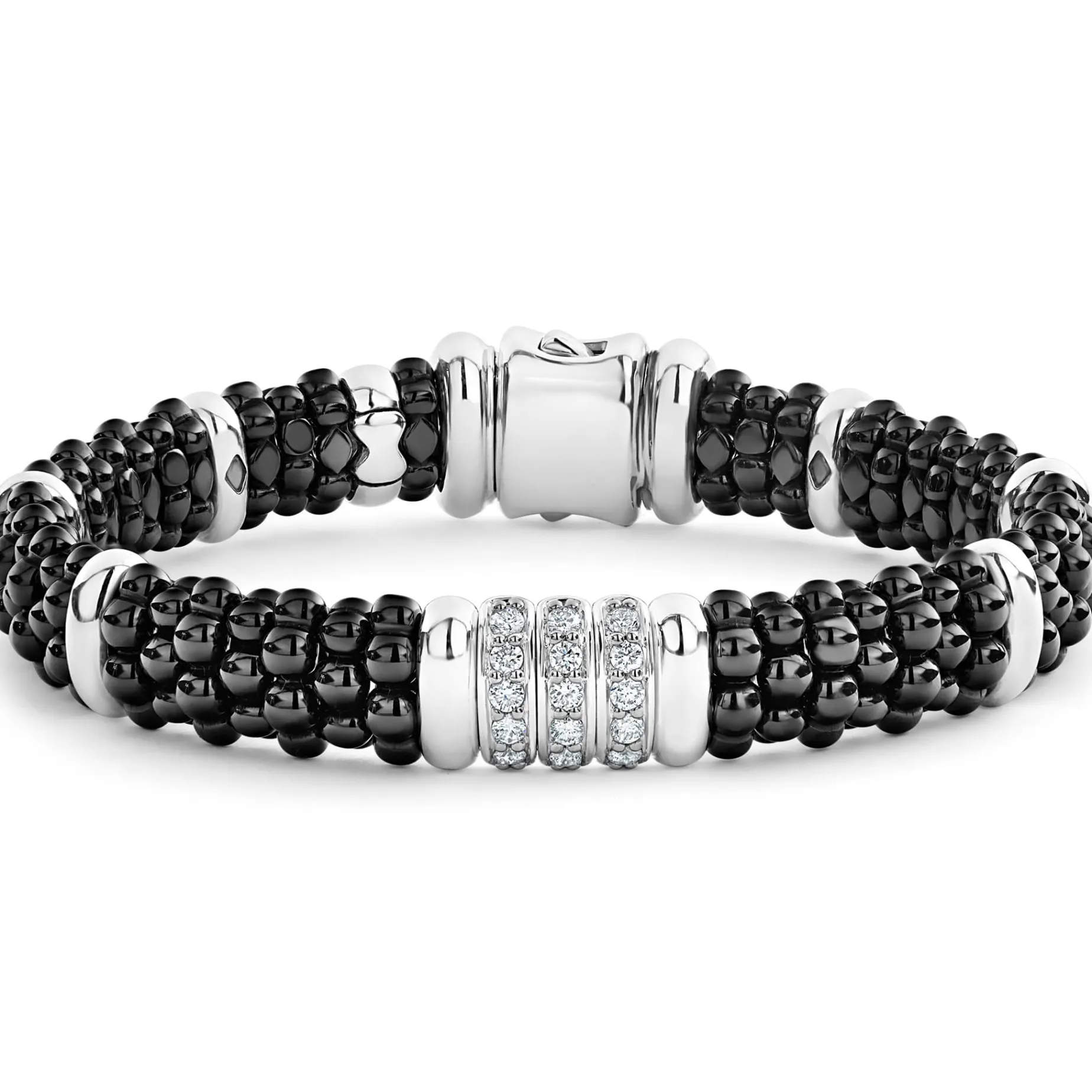Three Station Ceramic Diamond Bracelet | 9mm