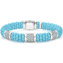 Three Station Ceramic Diamond Bracelet | 9mm