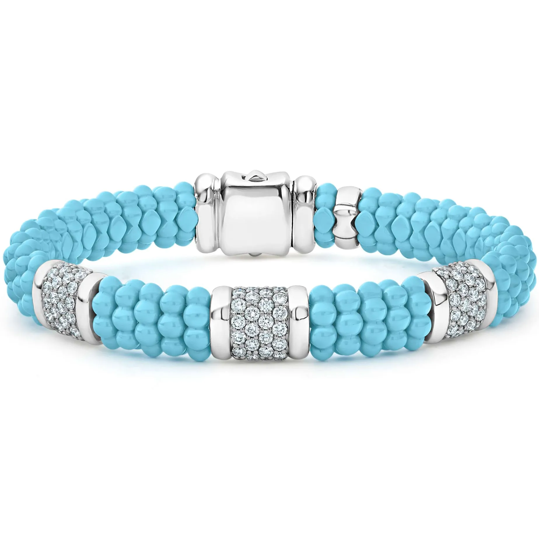Three Station Ceramic Diamond Bracelet | 9mm