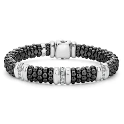 Three Station Ceramic Diamond Bracelet | 9mm