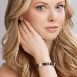 Three Station Ceramic Diamond Bracelet | 9mm