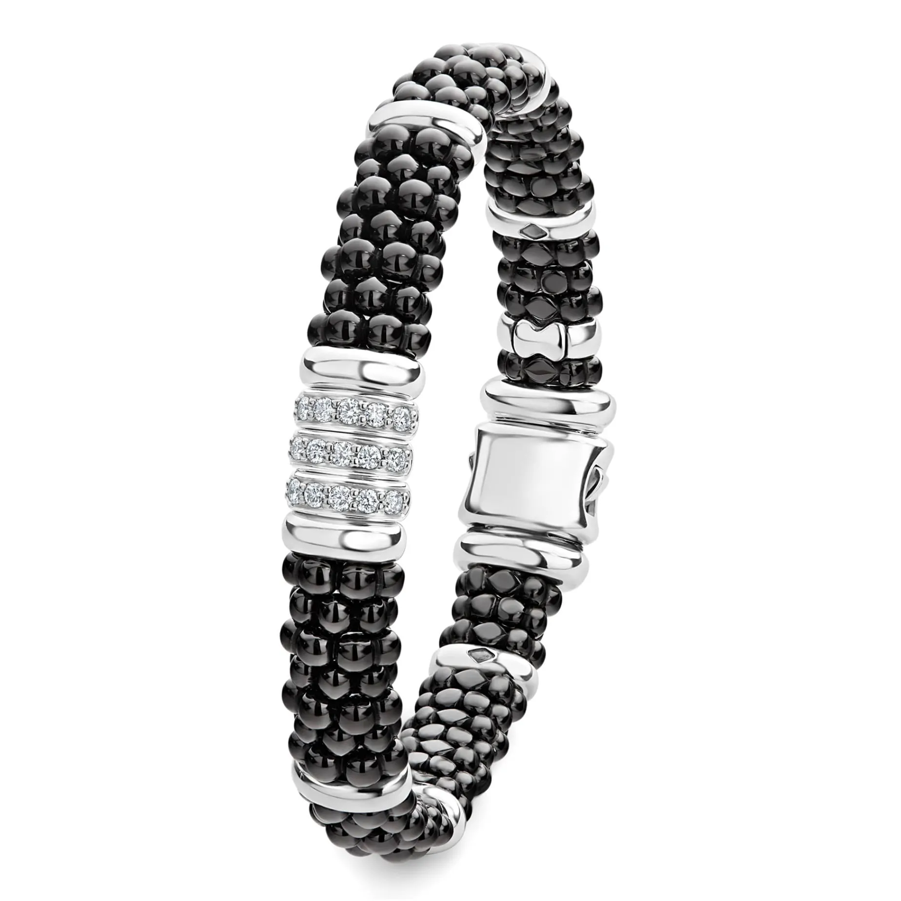 Three Station Ceramic Diamond Bracelet | 9mm