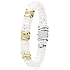 Three Station Ceramic Diamond Bracelet | 9mm