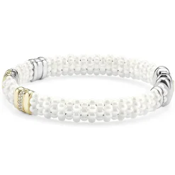 Three Station Ceramic Diamond Bracelet | 9mm