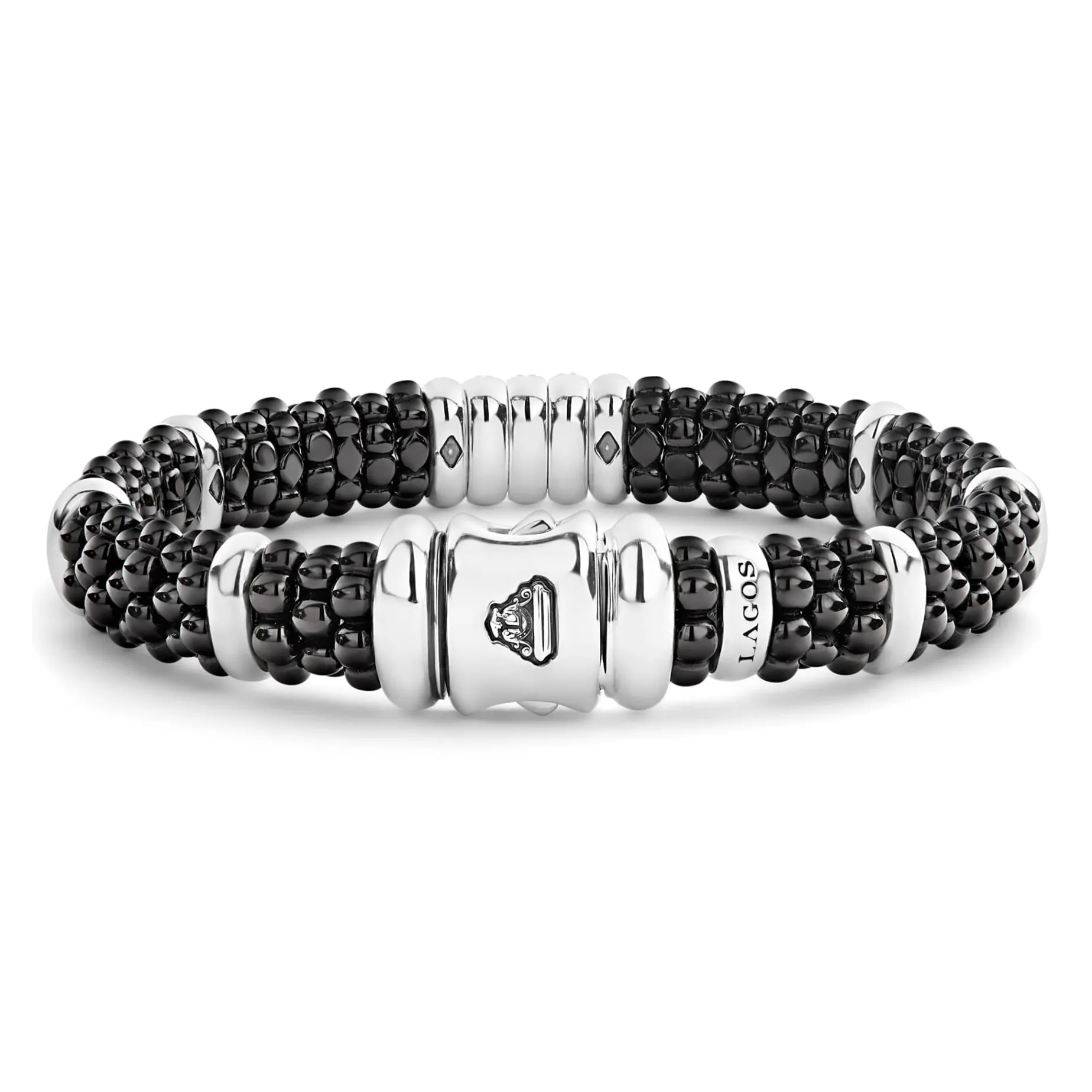 Three Station Ceramic Diamond Bracelet | 9mm