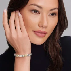 Three Station Diamond Caviar Bracelet | 9mm