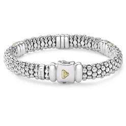 Three Station Diamond Caviar Bracelet | 9mm