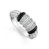 Three Station Diamond Ceramic Caviar Ring