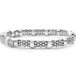 Three Station Diamond Circle Caviar Bracelet | 6mm
