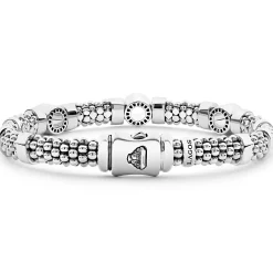 Three Station Diamond Circle Caviar Bracelet | 6mm