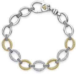 Three Station Diamond Link Bracelet