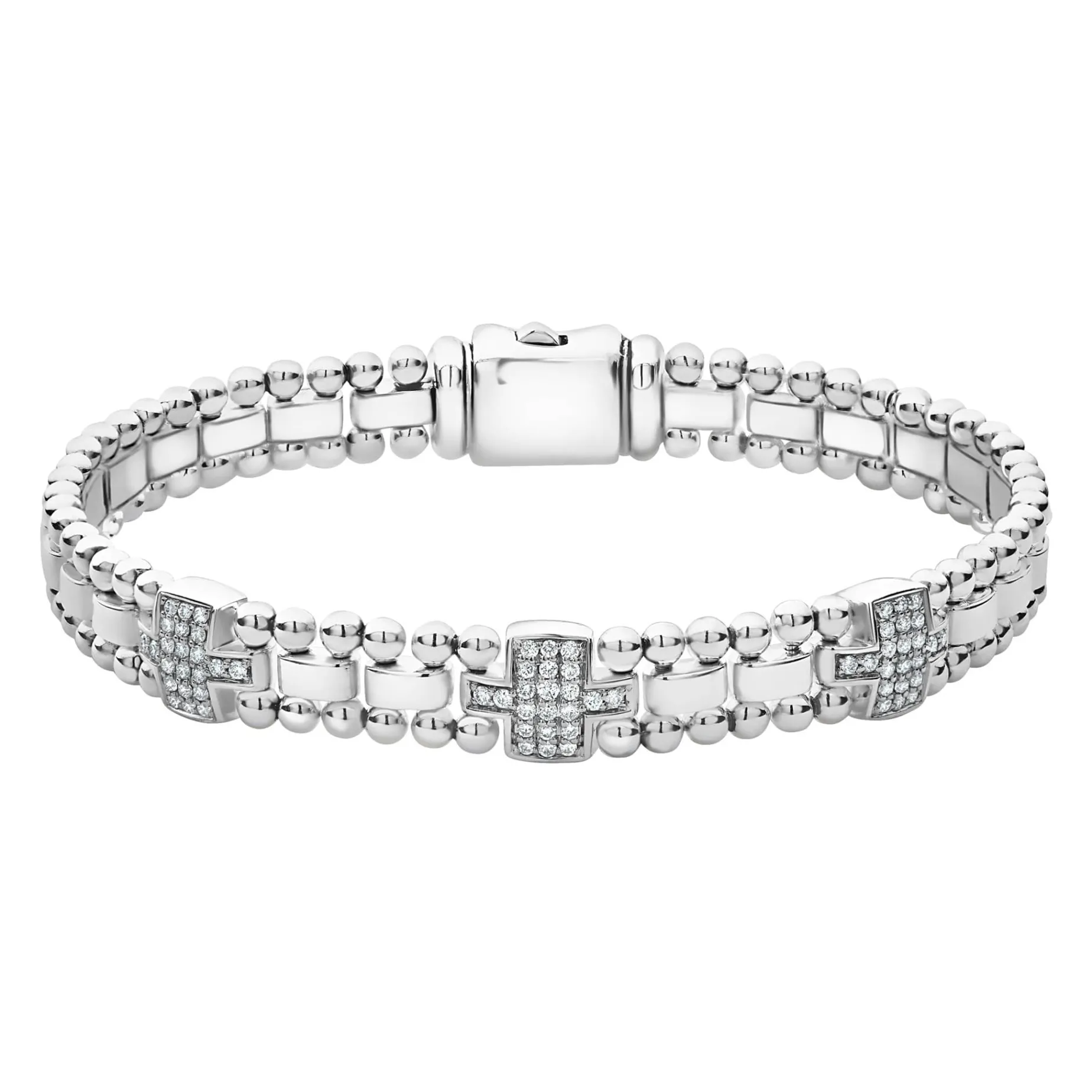 Three Station Diamond Link Bracelet