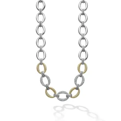 Three Station Diamond Link Necklace