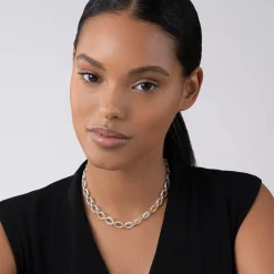Three Station Diamond Link Necklace