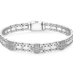 Three Station Diamond Link Bracelet