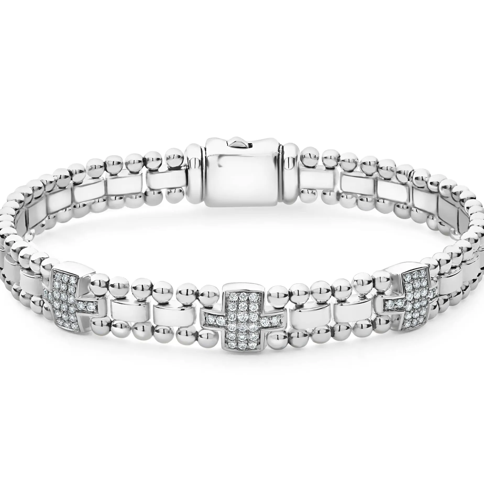 Three Station Diamond Link Bracelet