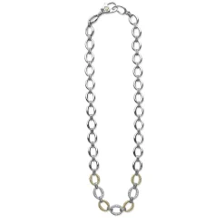Three Station Diamond Link Necklace