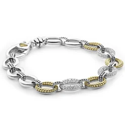 Three Station Diamond Link Bracelet