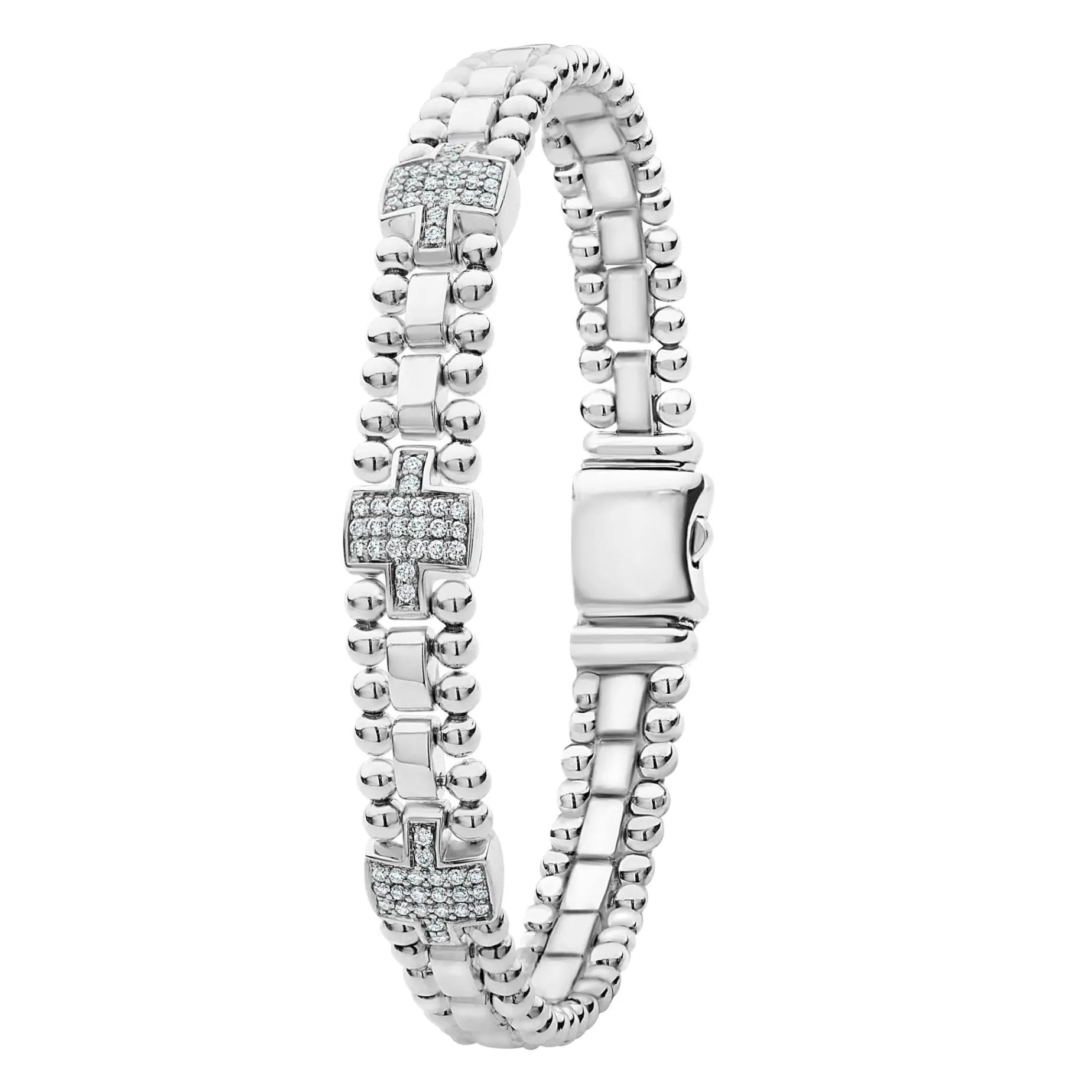 Three Station Diamond Link Bracelet