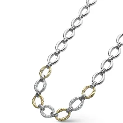 Three Station Diamond Link Necklace