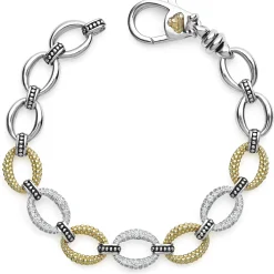 Three Station Diamond Link Bracelet