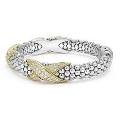 Three Station Diamond X Caviar Bracelet | 9mm