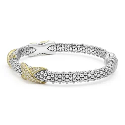 Three Station Diamond X Caviar Bracelet | 6mm