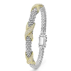 Three Station Diamond X Caviar Bracelet | 6mm