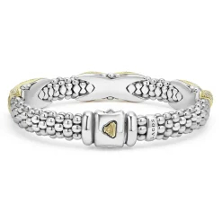 Three Station Diamond X Caviar Bracelet | 9mm