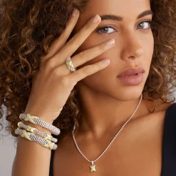 Three Station Diamond X Caviar Bracelet | 9mm