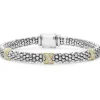 Three Station Gold X Diamond Caviar Bracelet | 6mm