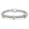 Three Station Pyramid Caviar Bracelet | 6mm