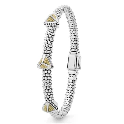 Three Station Pyramid Caviar Bracelet | 6mm