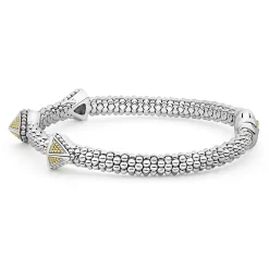 Three Station Pyramid Caviar Bracelet | 6mm
